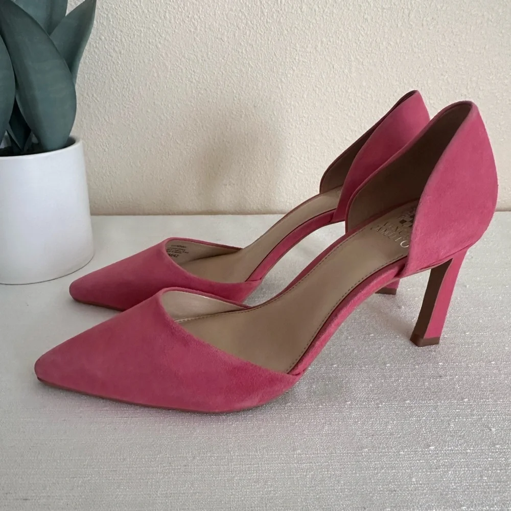 Vince Camuto Renny Geranium Pink Suede Pointed Toe D’orsay Pumps Women’s 10M - Picture 1 of 13